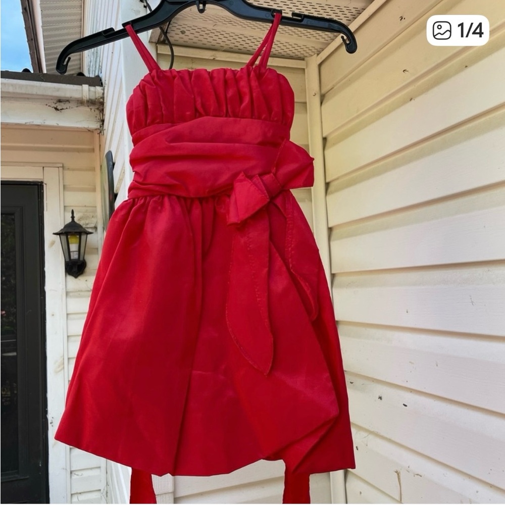 Elegant Red Kids Dress With Shoulder Wrap size 4